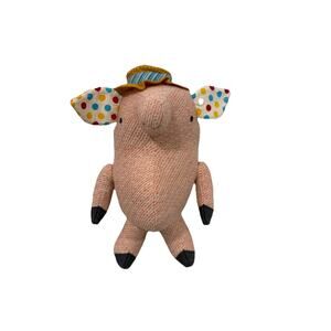 The Land Of Nod 2013 Wee Wonderfuls PORKPIE PIG Wool Stuffed Plush 14 Inch